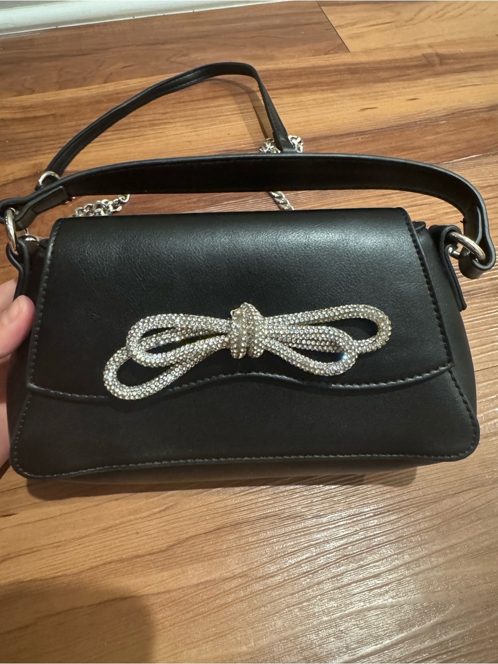 MMS Design Studio Black Crossbody Bag with Crystal Bow